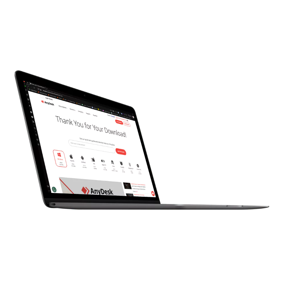 A computer screen displaying the Download AnyDesk interface, showcasing remote access capabilities for enhanced productivity. - Midnight Monkey